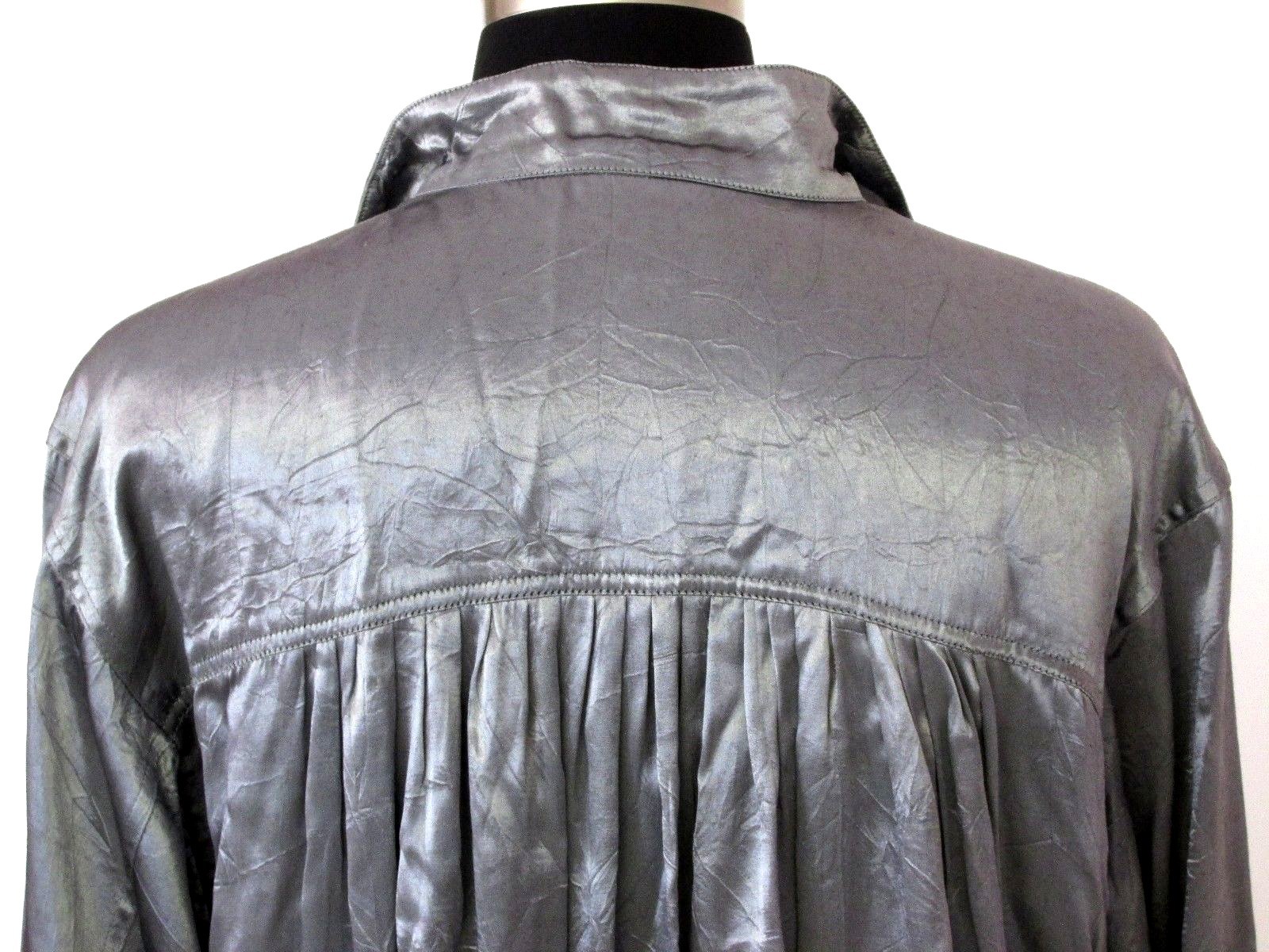 Vintage Women`s Silver Metallic Blouse by Danny Noble Plus Large XT Large Shirt