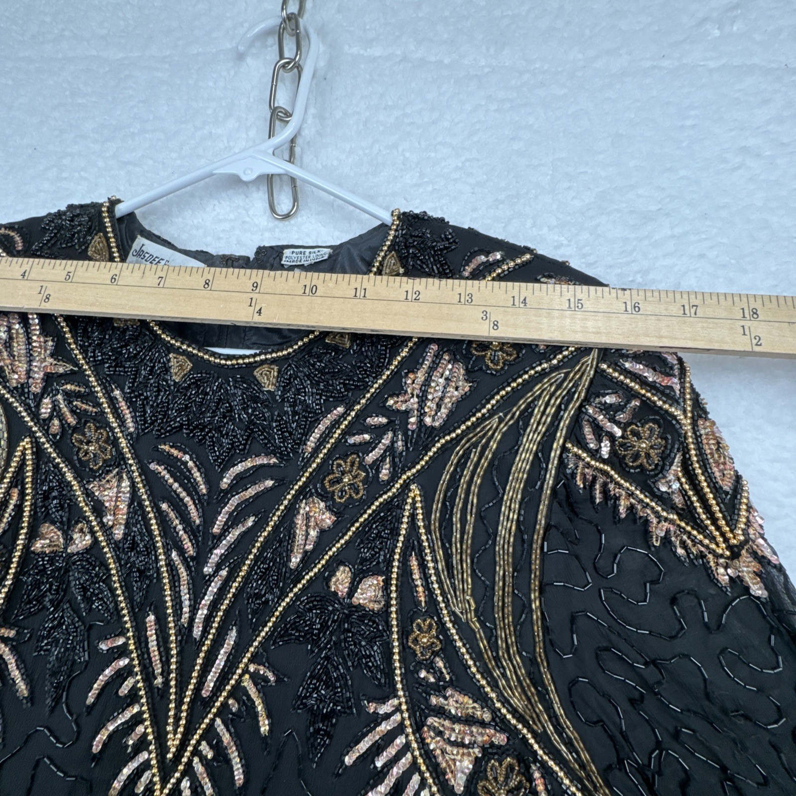 Women’s Vintage Jasdee Fashion Inc Beaded Sequined 100% silk dress Black Med?