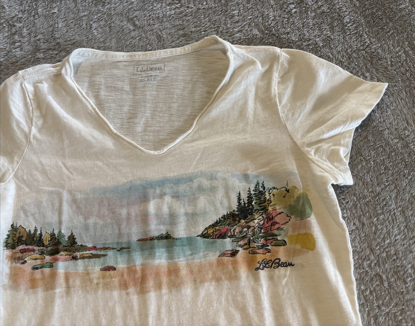 Vintage LL Bean Women’s Outdoor Nature Lake Graphic T Shirt XS