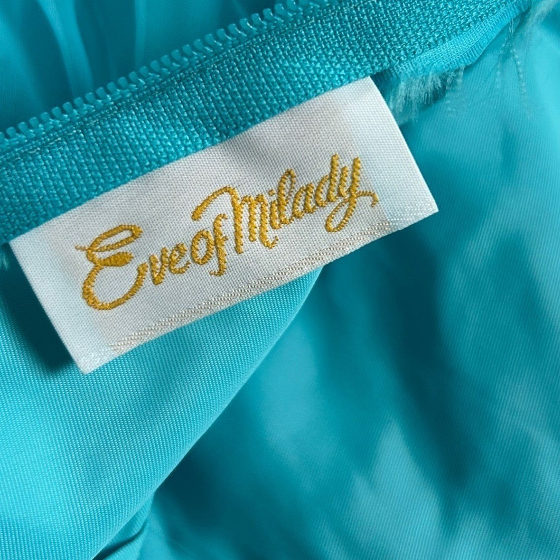 VTG Eve of Milady Formal Gown Bridesmaid Turquoise Embroidered Chiffon ILGWU 10