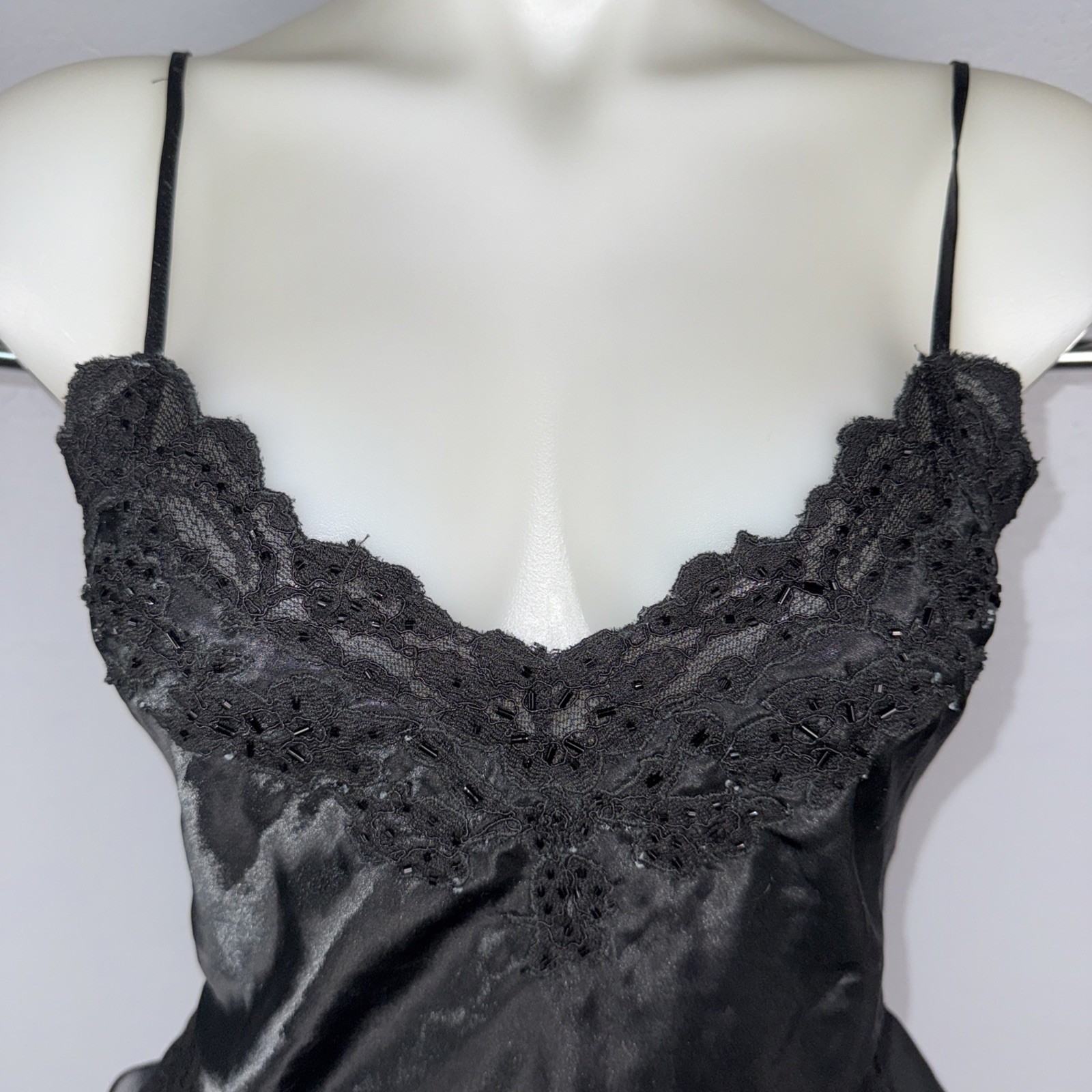 Victoria’s Secret Vintage Black Lace And Tulle Teddy Women’s Small Beaded