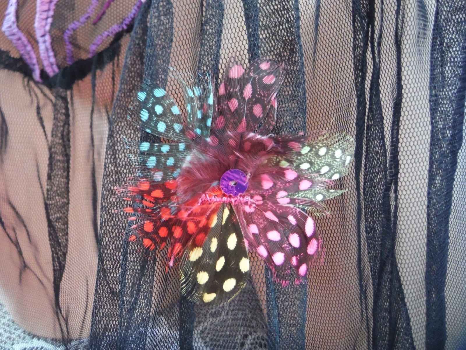 VTG FARIS NWT Sheer Baby Doll Feathers Tulle Skirt Amazing & Rare! 2X Runs Small