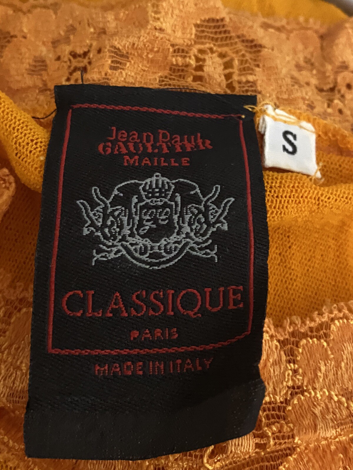Vintage Jean Paul Gaulthier T-shirt 1990er orange mit Spitze, S, ungetragen