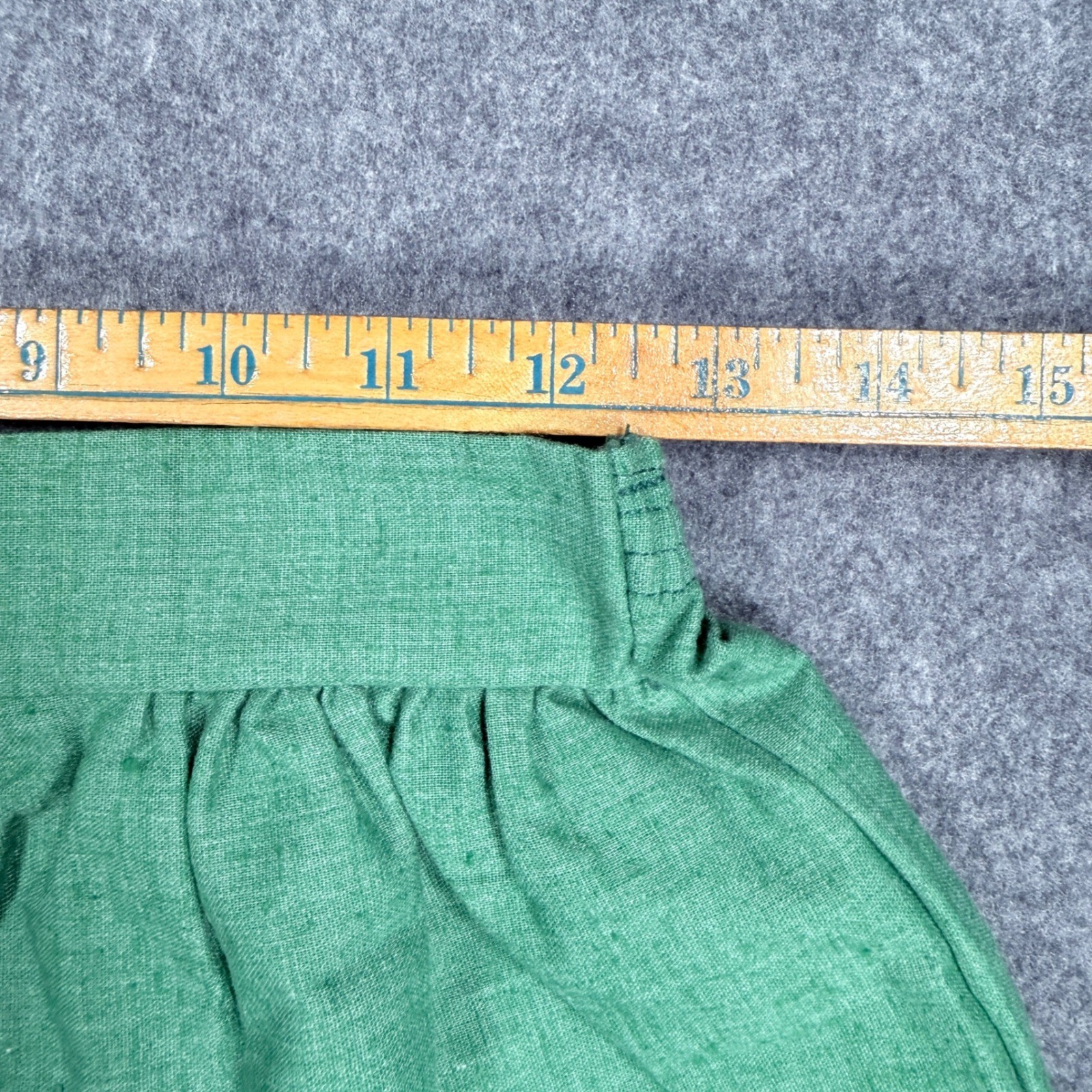 Vintage Sears Roebuck Green A-Line Skirt Floral Trim Made in USA Size 14 70s