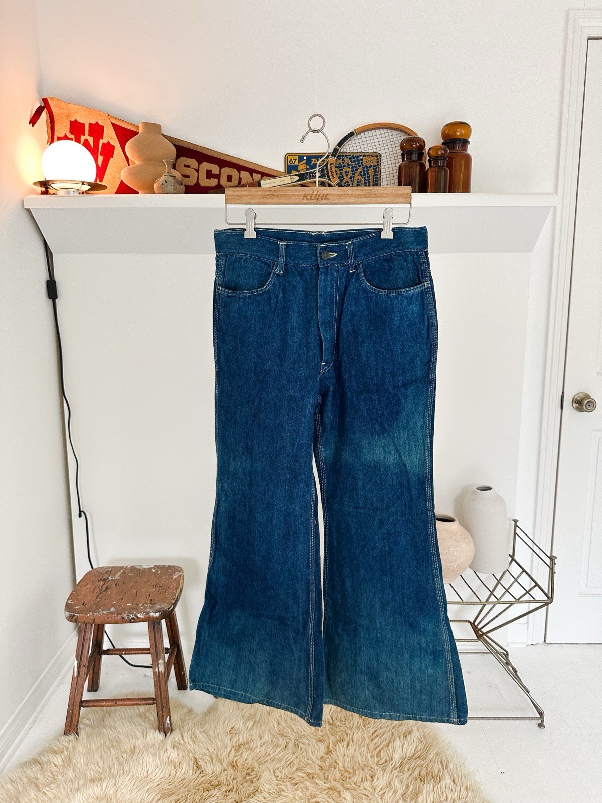 Vintage Faded Glory Cotton Denim Bell Bottom Pants Size 32 x 30