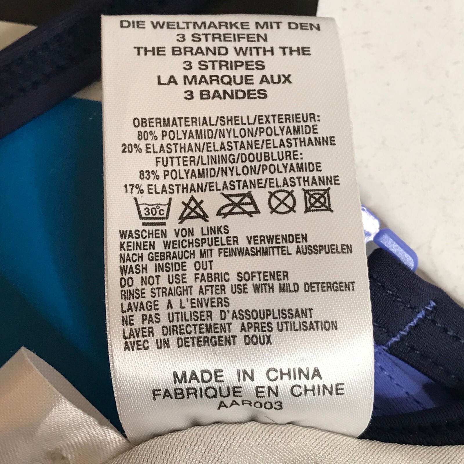 Adidas Vintage Bra Top Neo Blue Marine Size USA 34 New Old Stock