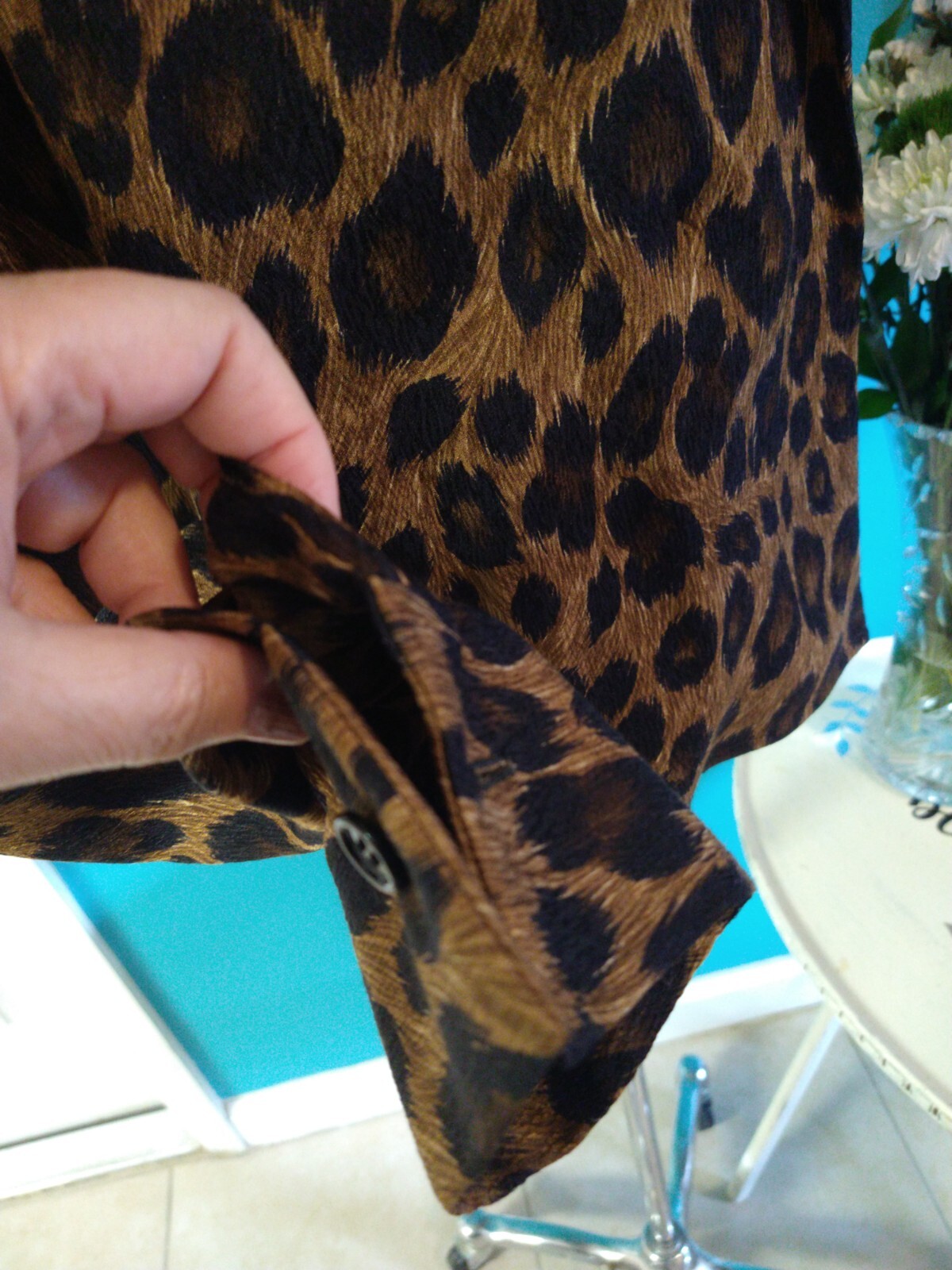Vintage Anne Klein Silk Jacket 1980s Animal Print, Leopard Blazer Large