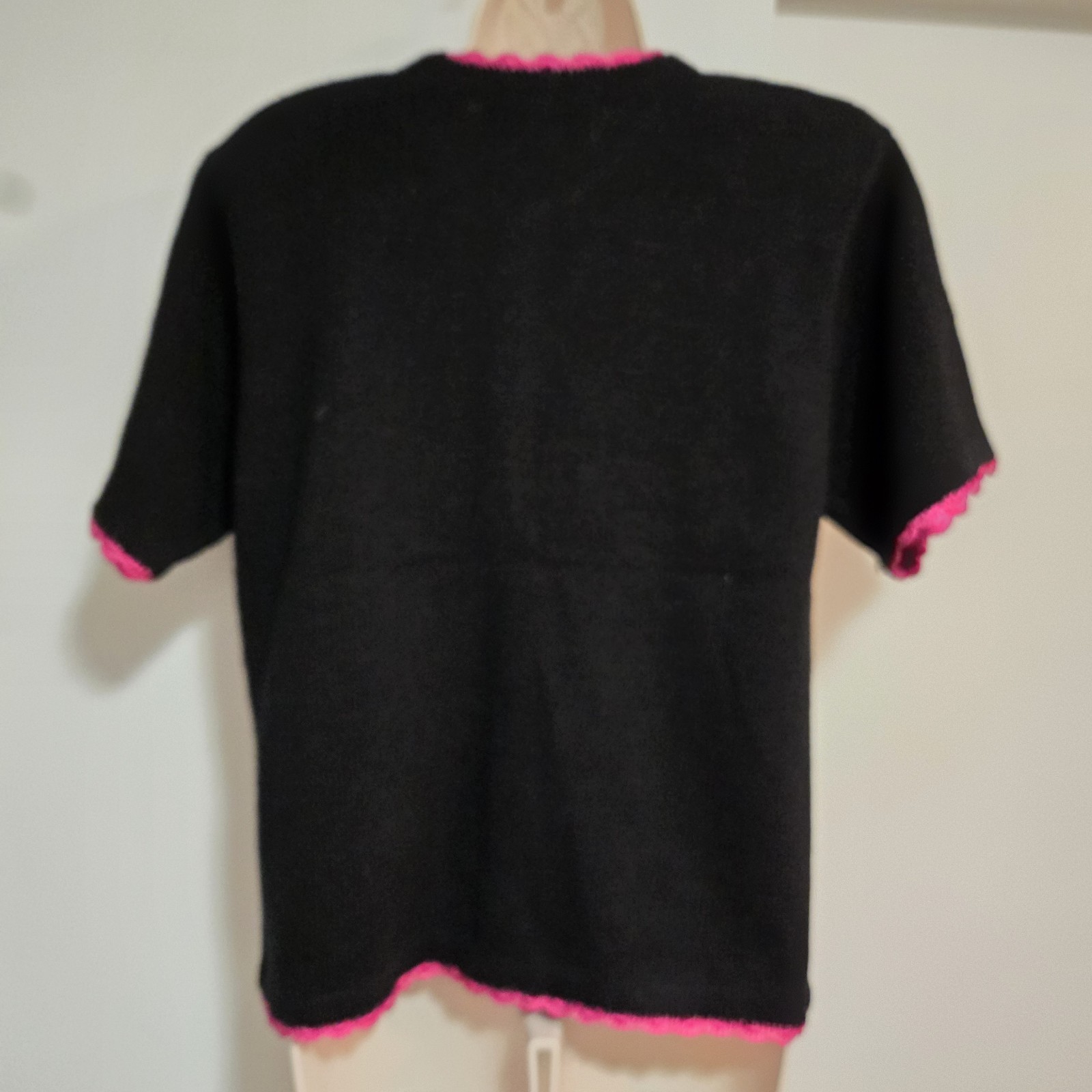 Victoria Harbour Size S Cardigan Sweater Black Pink Flamingo Beaded NEW