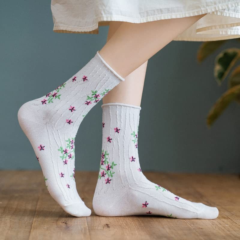 Benefeet Sox Womens Girls Cute Floral Socks One Size, 5 Pack-lilacs Flowers