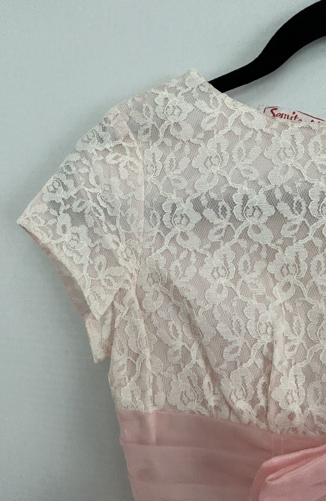 Vintage 1960’s (?) Woman’s Pink Lace And Tulle Party Dress By Semitee N
