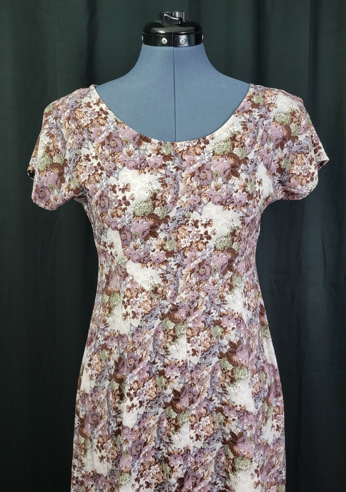 Vintage All That Jazz Muted Grey/Purple/Blue Floral Fit & Flare Dress Size XS?