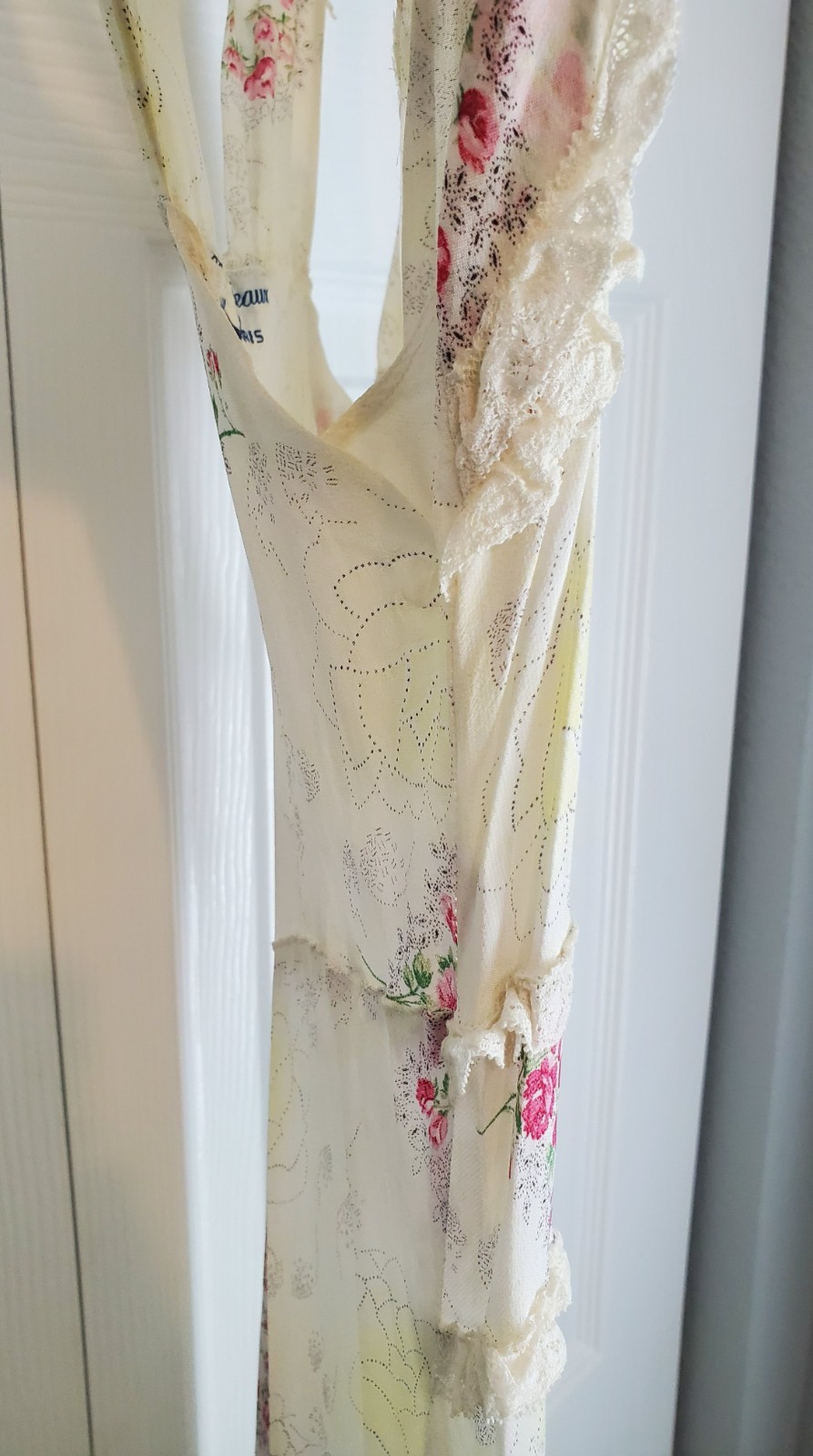 Vintage Trousseaux by Terris Floral Chiffon Gown & Robe Set Lace Empire Waist