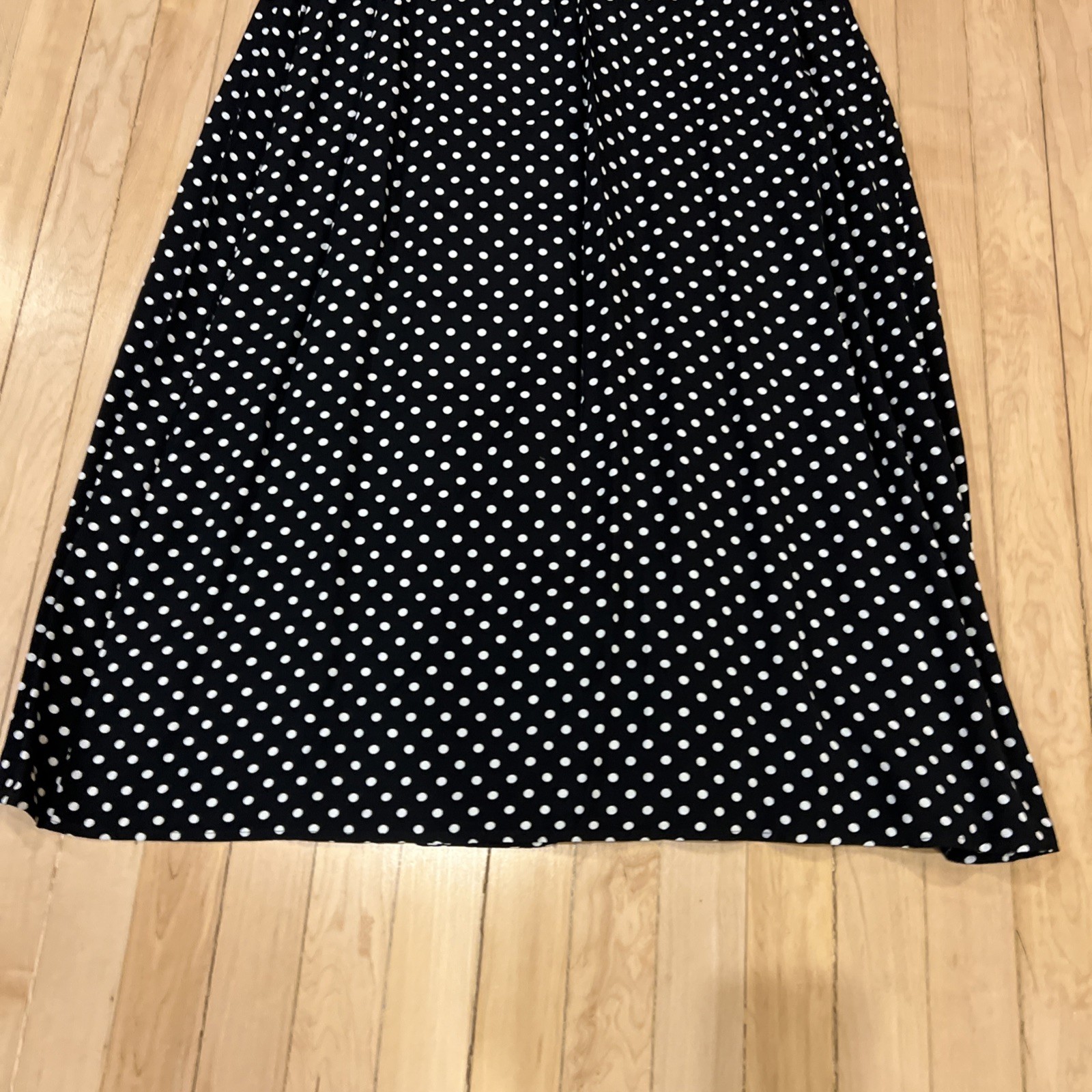 J.B.S. Ltd Black White Polka Dot Vtg Dress White Sailor Collar Sleeveless Sz 10