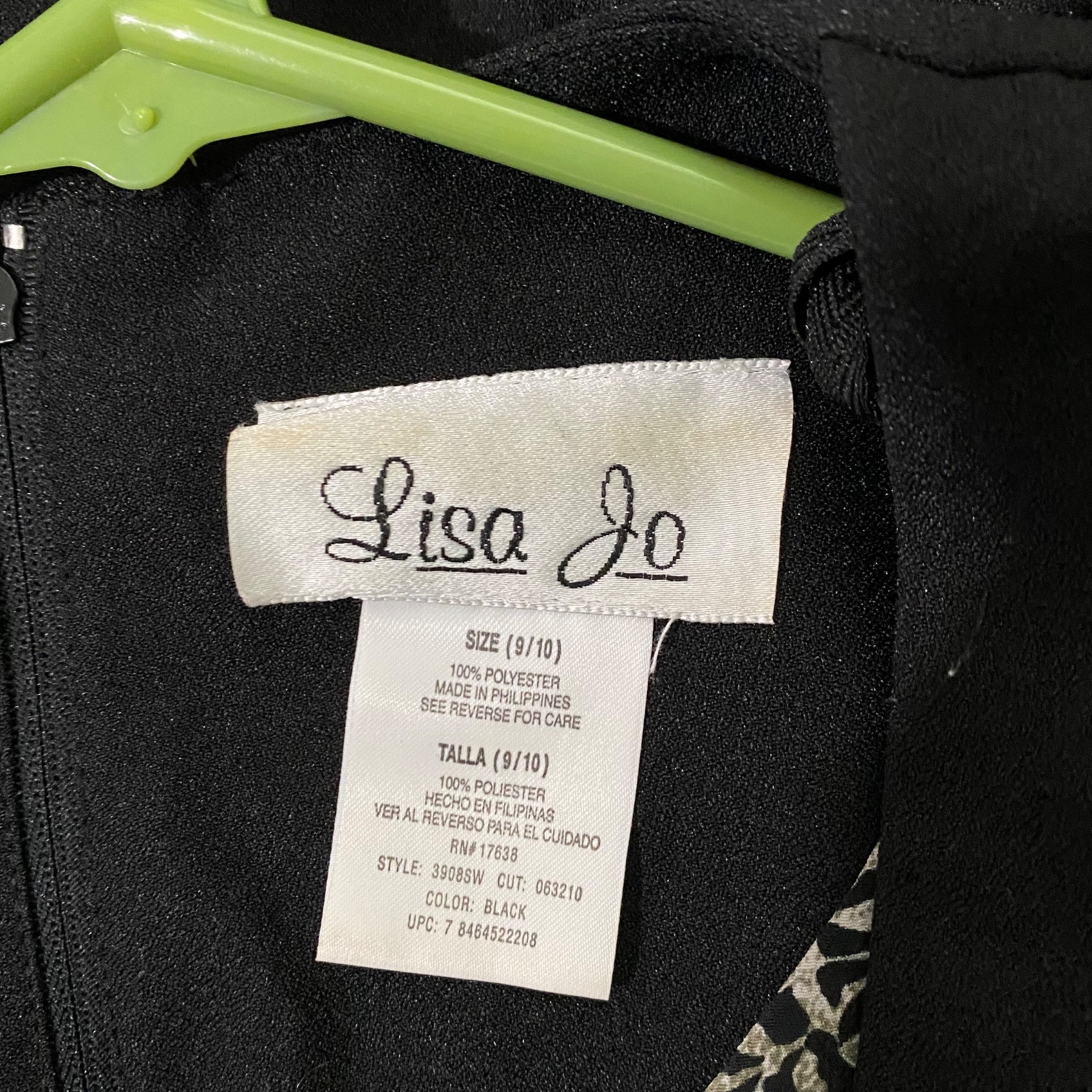 Vintage 90s Lisa Jo Career Dress Size 9/10 Black Animal Print Office Wear Church