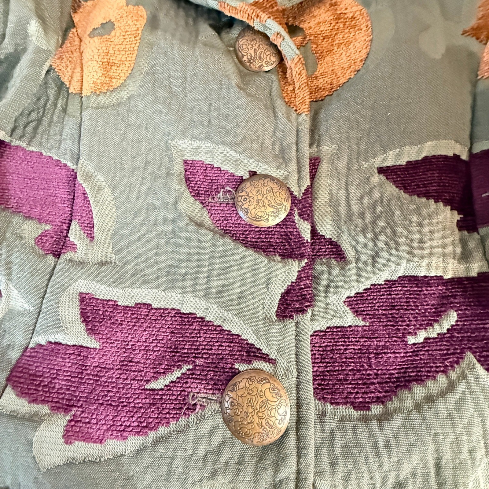 Painted Pony Women 90s Floral Tapestry Cropped Jacket Art Teacher Boho Small