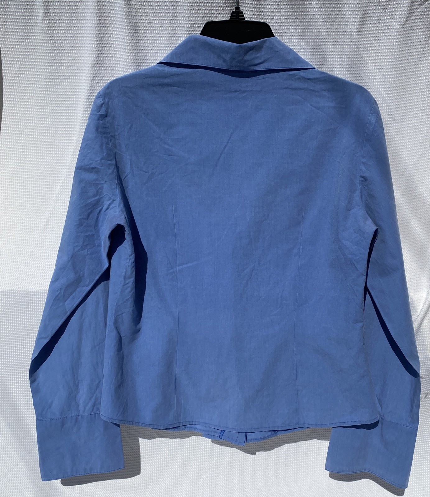 Vintage Ladies Button Up Blouse 100% Cotton By La Belle Size M Light Blue