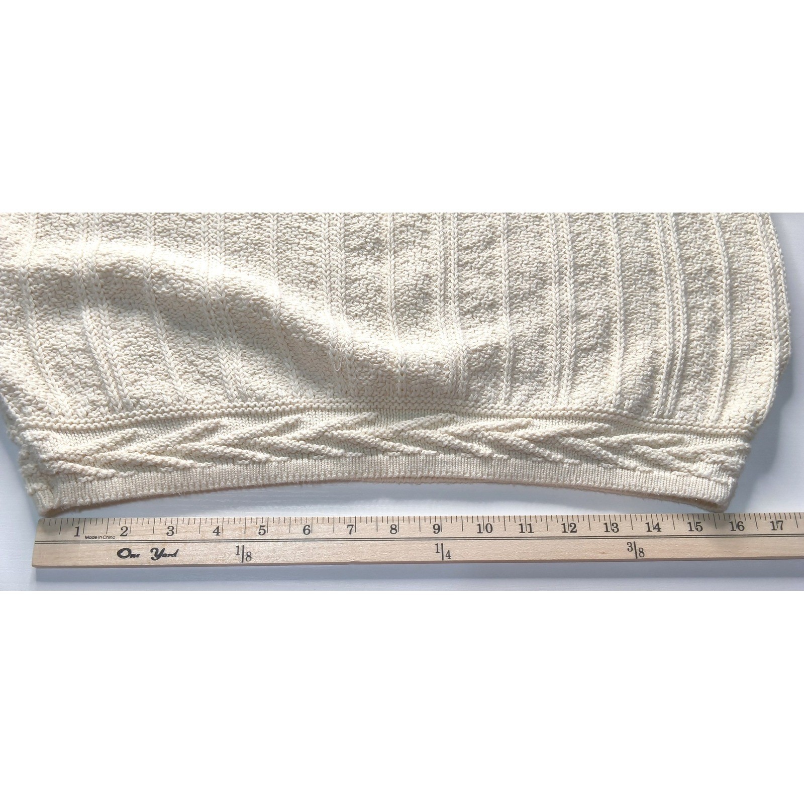 Cropped Fisherman Sweater Women Small Cream Vintage Soft Cable Mock Neck
