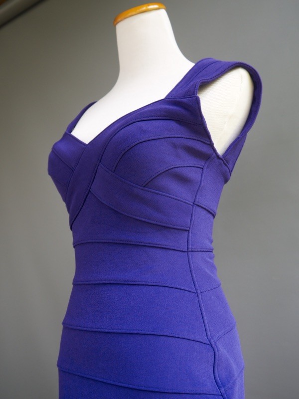 VTG Tadashi Pure Purple Kryptonite Body Con Sexy Bandage Tight Stretch Dress S