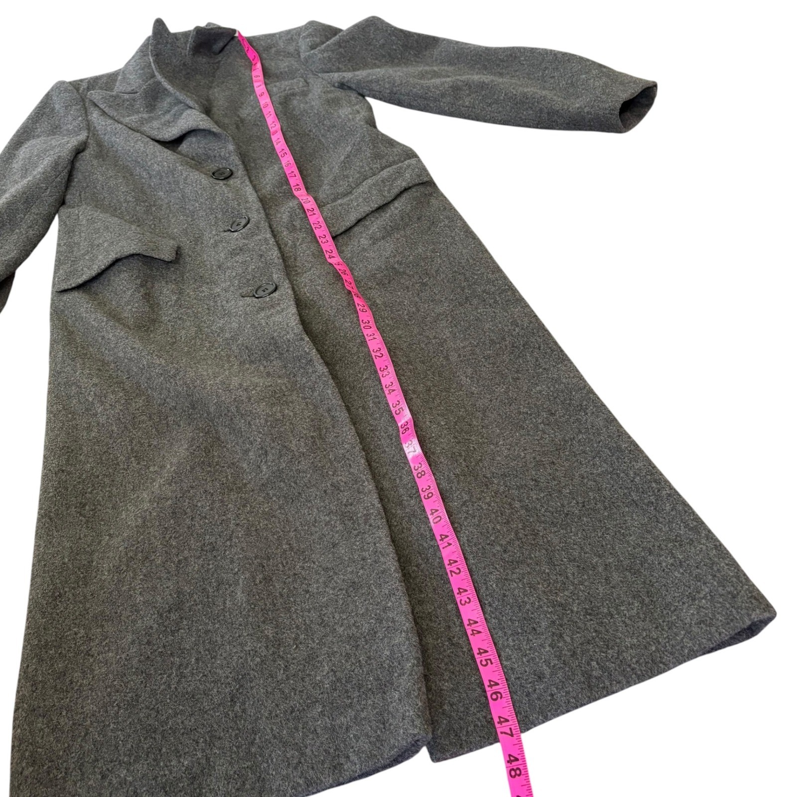 VTG J. Percy Marvin Richards Gray Lambswool Long Car Coat Classic S Quite Luxury
