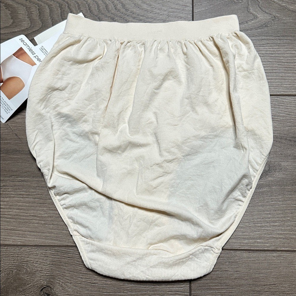 Vintage 90s High Waist Nylon Seamless Brief Panty Beige By Dim Size 8/9