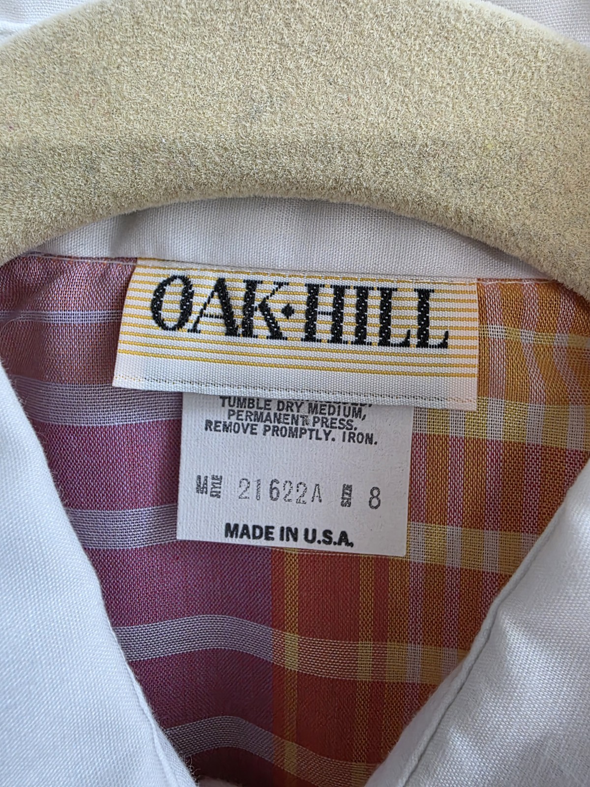 Vintage 1980’s Oak Hill Orange Plaid Button Up Long Sleeve Top Preppy Sz 8