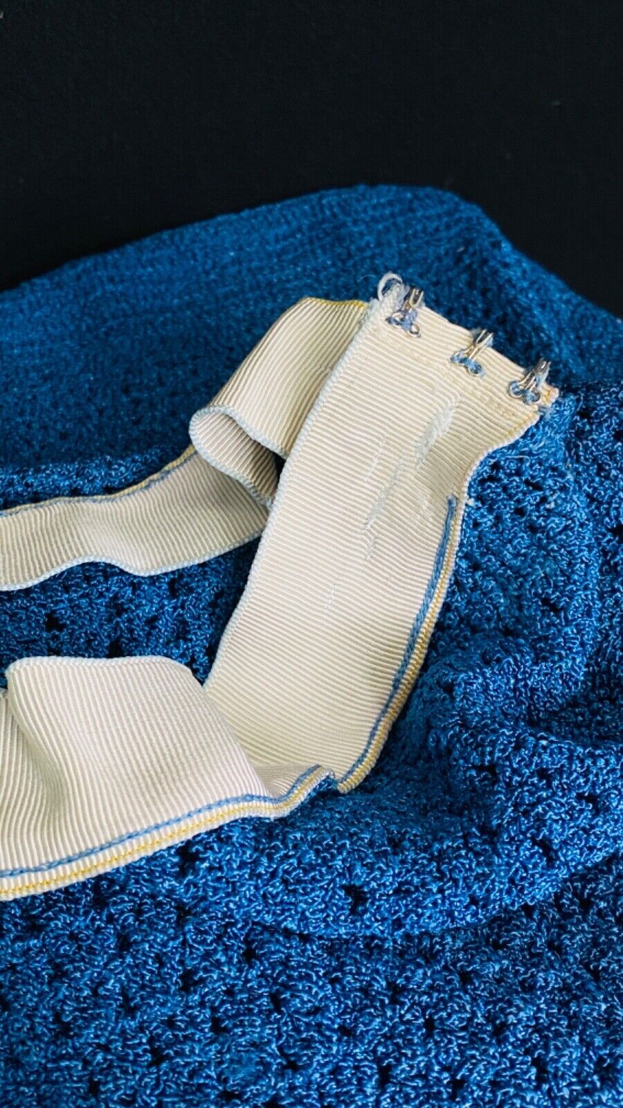 Vintage 1930s blue knit dress set, skirt long sleeve 1940s sweater outfit S M