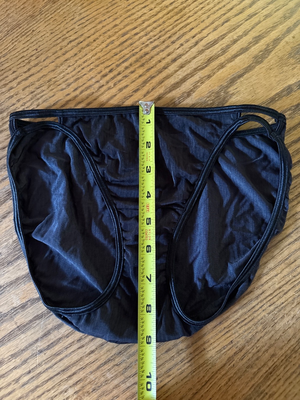 Vtg Y2K Vanity Fair Satin BLACK String Bikini Panty Underwear Size 6 Medium