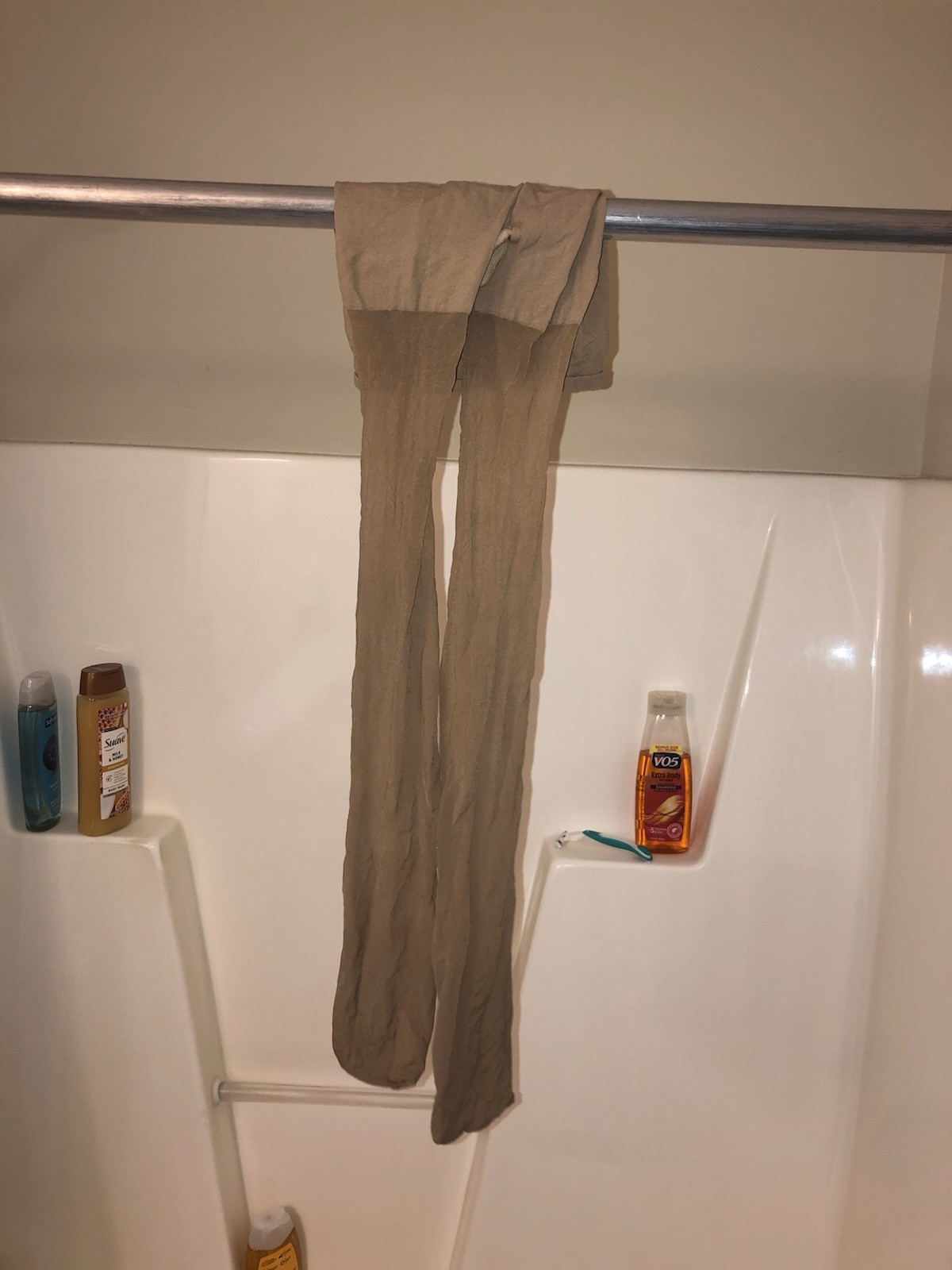 Vintage Pair Of Beige Nylon Stockings Pantyhose Size B Good Condition
