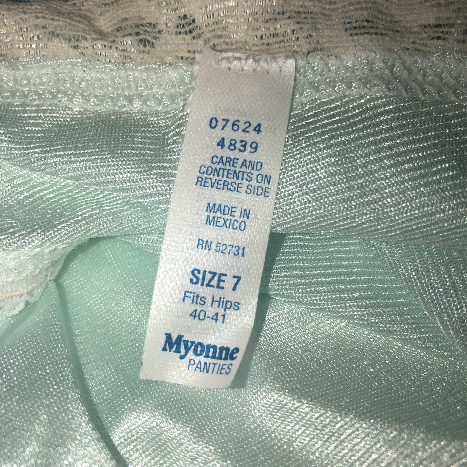 Vintage New Myonne Panties Light Baby Blue Panties Size 7 Nylon Fits Hips 40-41