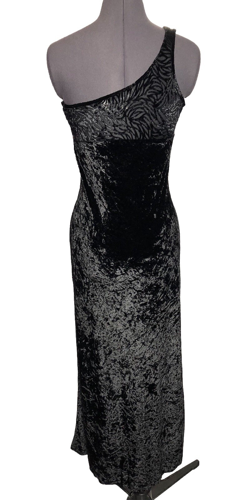 Vtg 90s whimsygoth Witchcore Black Velvet One Shoulder Gown Marilyn Monroe M
