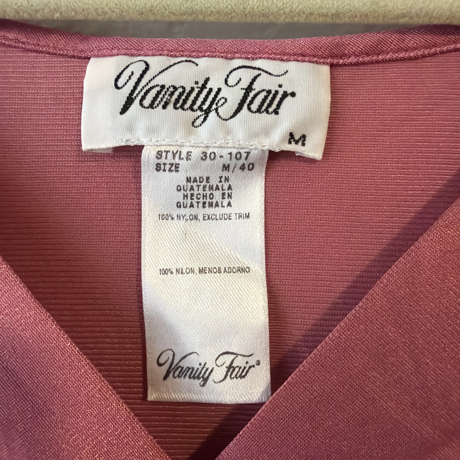 Vintage Vanity Fair Pink Nylon Nightgown M Style 30-107 Sleeveless cottage core