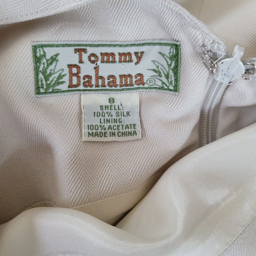 90’s Tommy Bahama Silk Mini Sheath Dress Sz 8 Beige Capsule Resort Quiet Luxury