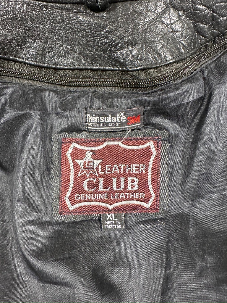 Vintage Leather Club Black Leather Moto Jacket Braided Western Bikers Womens XL