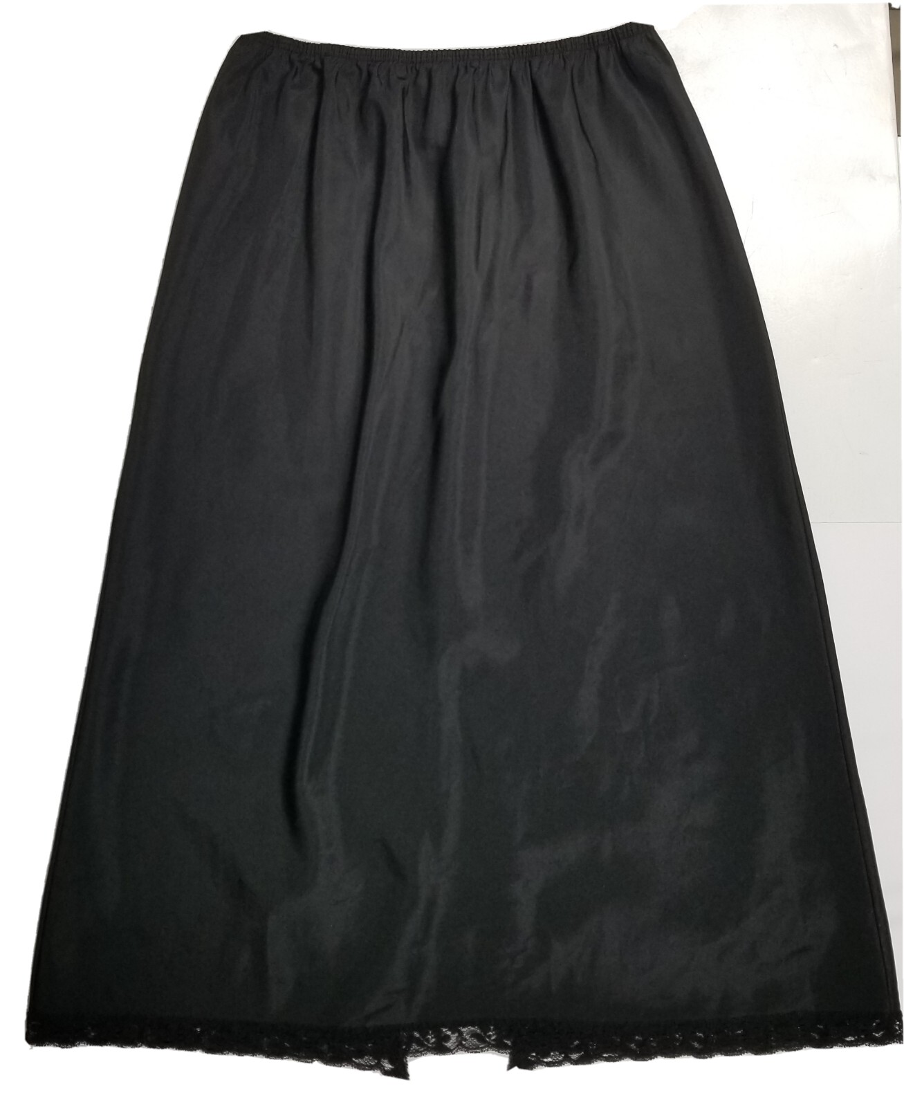 Vtg Body Chic SZ Large (30-32) Black 28 In. Half Slip Lace Trim 100% polyester