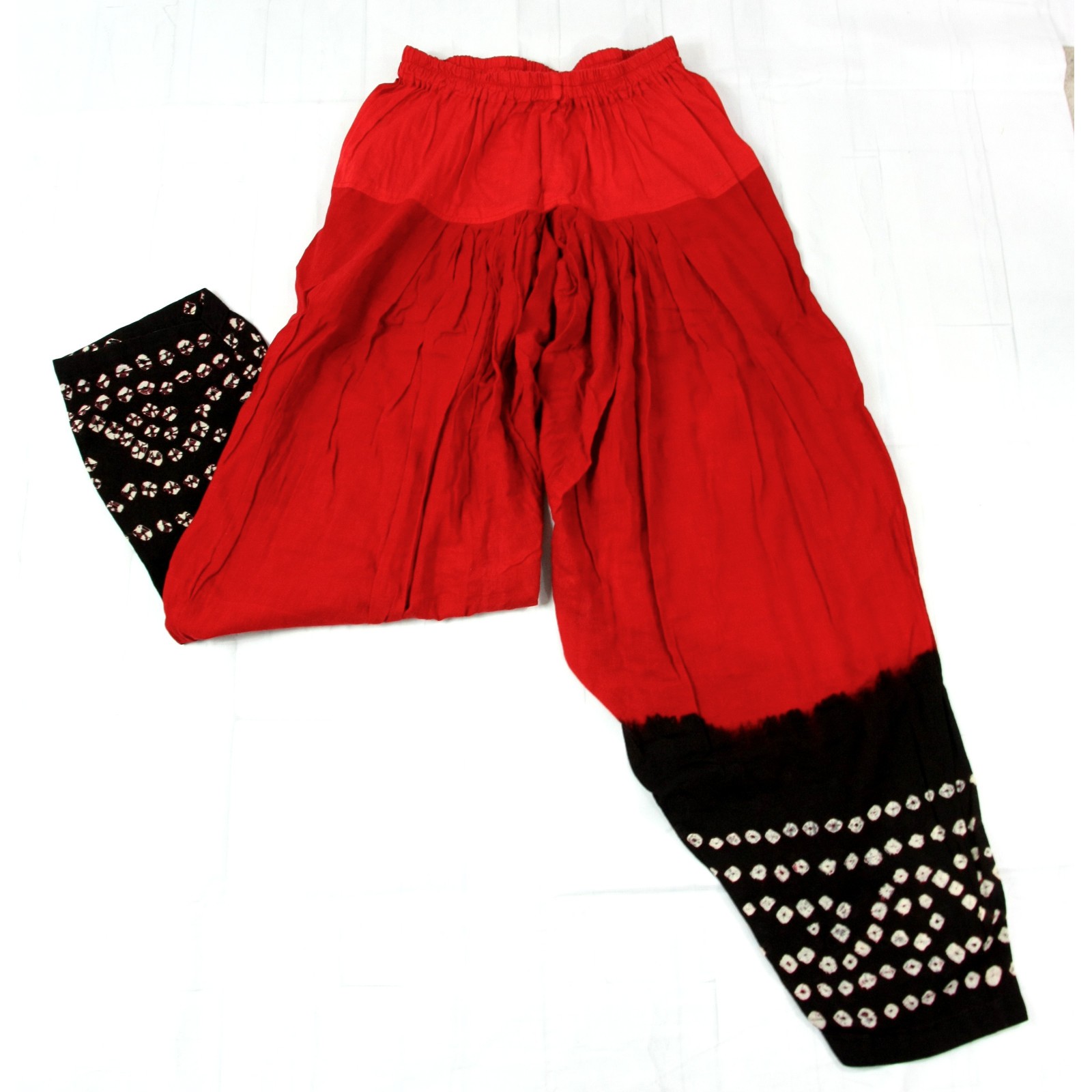 Vintage Handmade Tie Dye Baggy Genie Elastic Waist Cotton Lounge Pants S 1990s