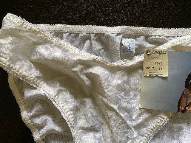 Vintage Lily of France by Dolores White Floral Stretch Panties L Style 3269 NWT