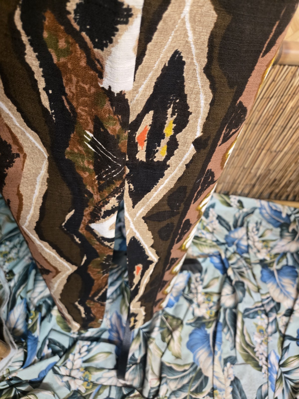 Vintage Kiyomi Of Hawaii Brand Hawaiian Barkcloth Aloha Maxi Dress w1112