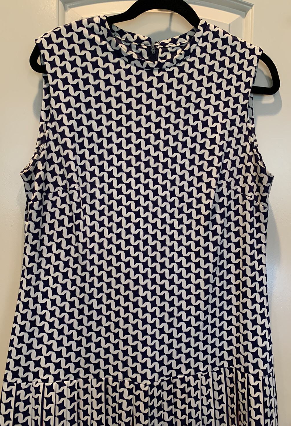 Vintage Mod Retro Nancy Greer NY Pleated Blue White Orange Dress
