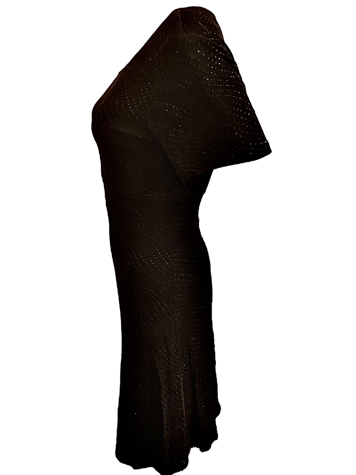 MOLLY MALLOY EVENING Short Sleeve Stretch Black Glitter Short Dress Women 8 VTG