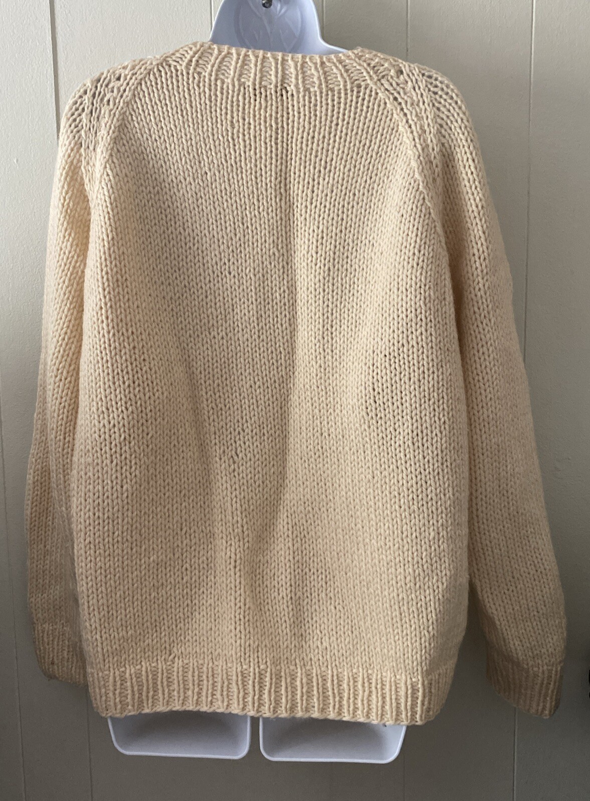 Vintage Stix Baer Fuller 100% Wool Chunky Cable Knit Sweater Cream Sz M Italy
