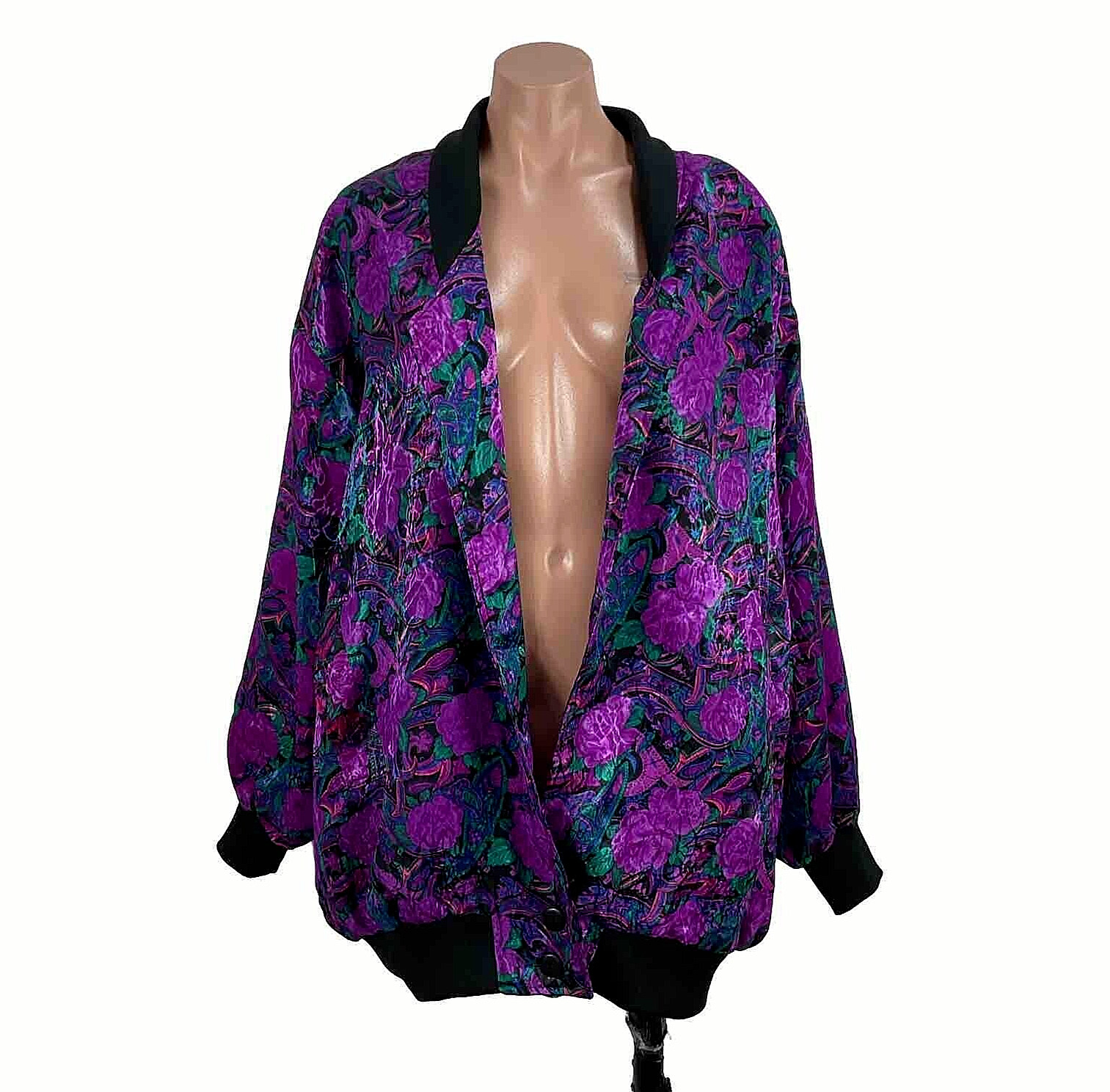 Vtg 90s 80s De Vouge Hip Hop CC Bomber all over jacket PLUS 2-3X Floral Paisley