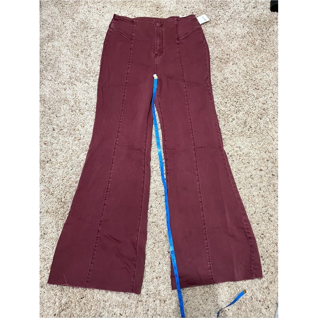 NWT We the Free CRVY Wild Honey High Rise Flare Leg Pants in Wine Size 30