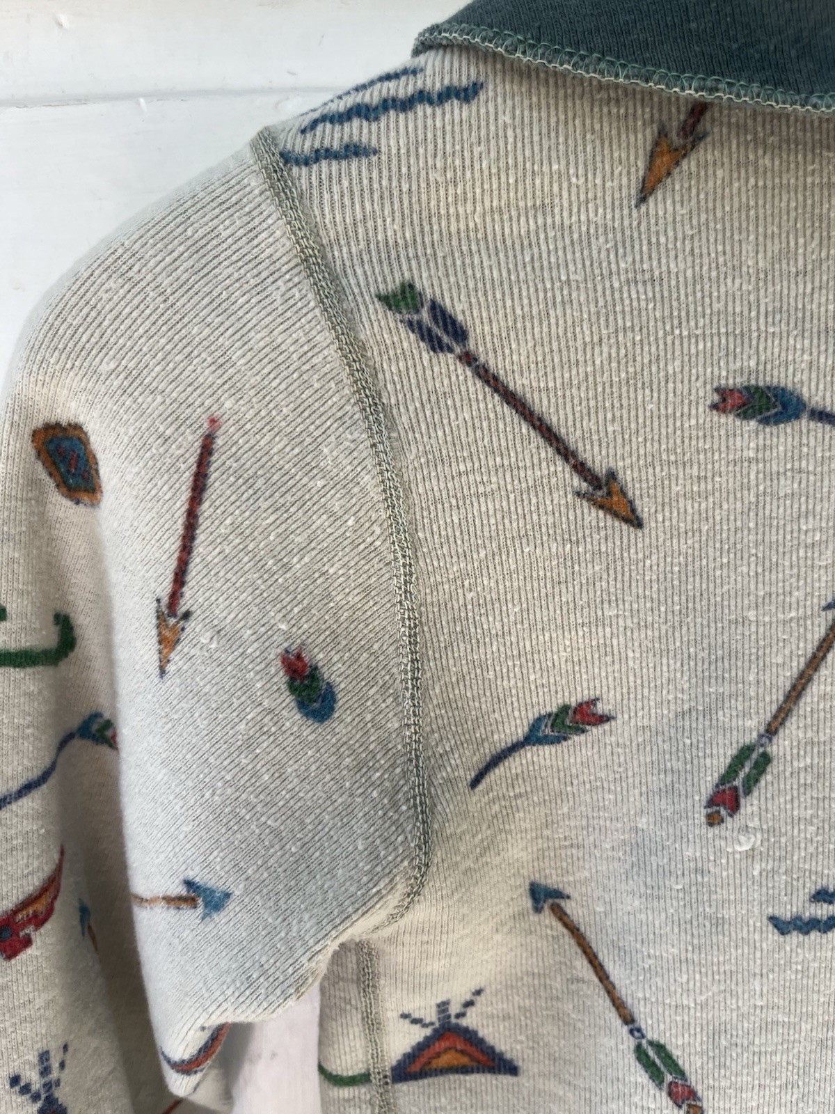Vintage 60s Cowboy Western Native American Camp Long Sleeve Thermal T Shirt XS
