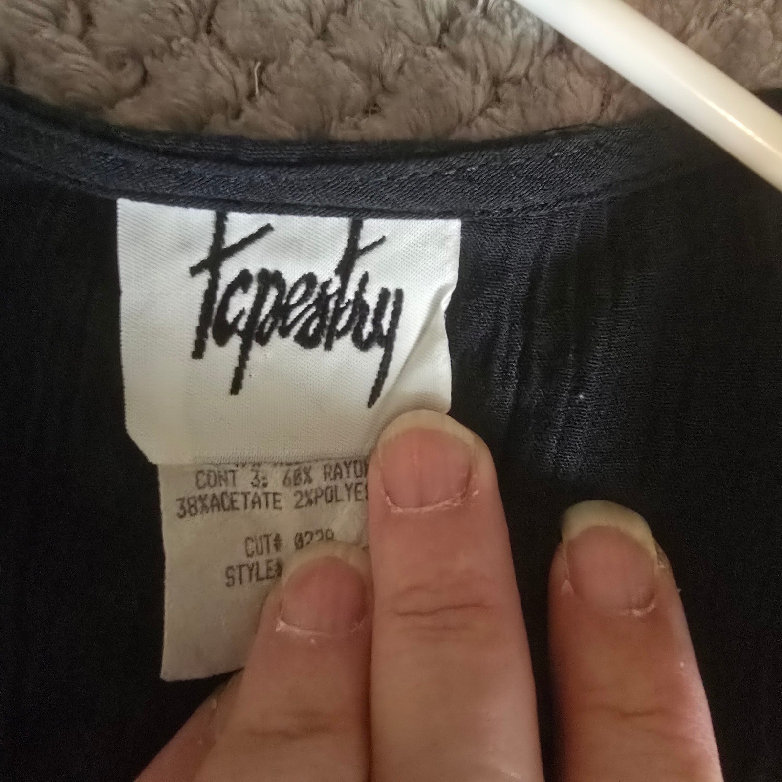Vintage Tapestry Patchwork Button Front Blouse Medium Black Plaid Whimsigoth