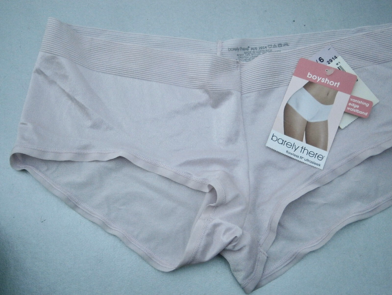 Barely There Boyshort Pale Pink Panties Bikini Hipster No Show Sleek Vanishing L
