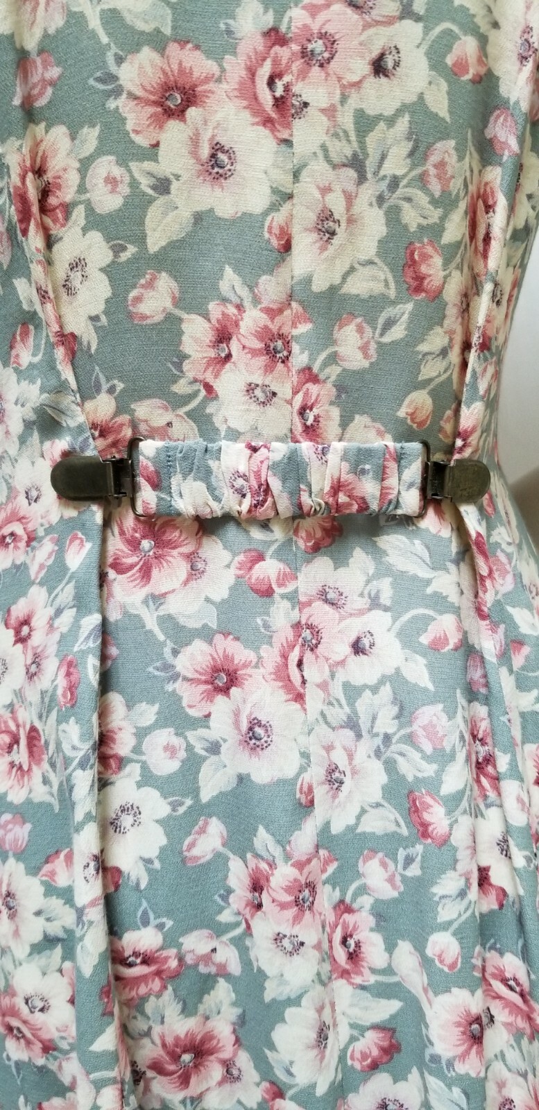 Vintage CDC Seafoam Green Floral Rayon Button Front Cottagecore DRESS – Size S