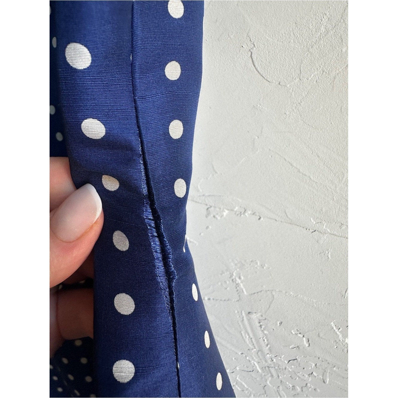 Pure & Simple 100% Silk Blue Polka Dot Dress Retro Parisian Chic Ruffle Hem Sz 8