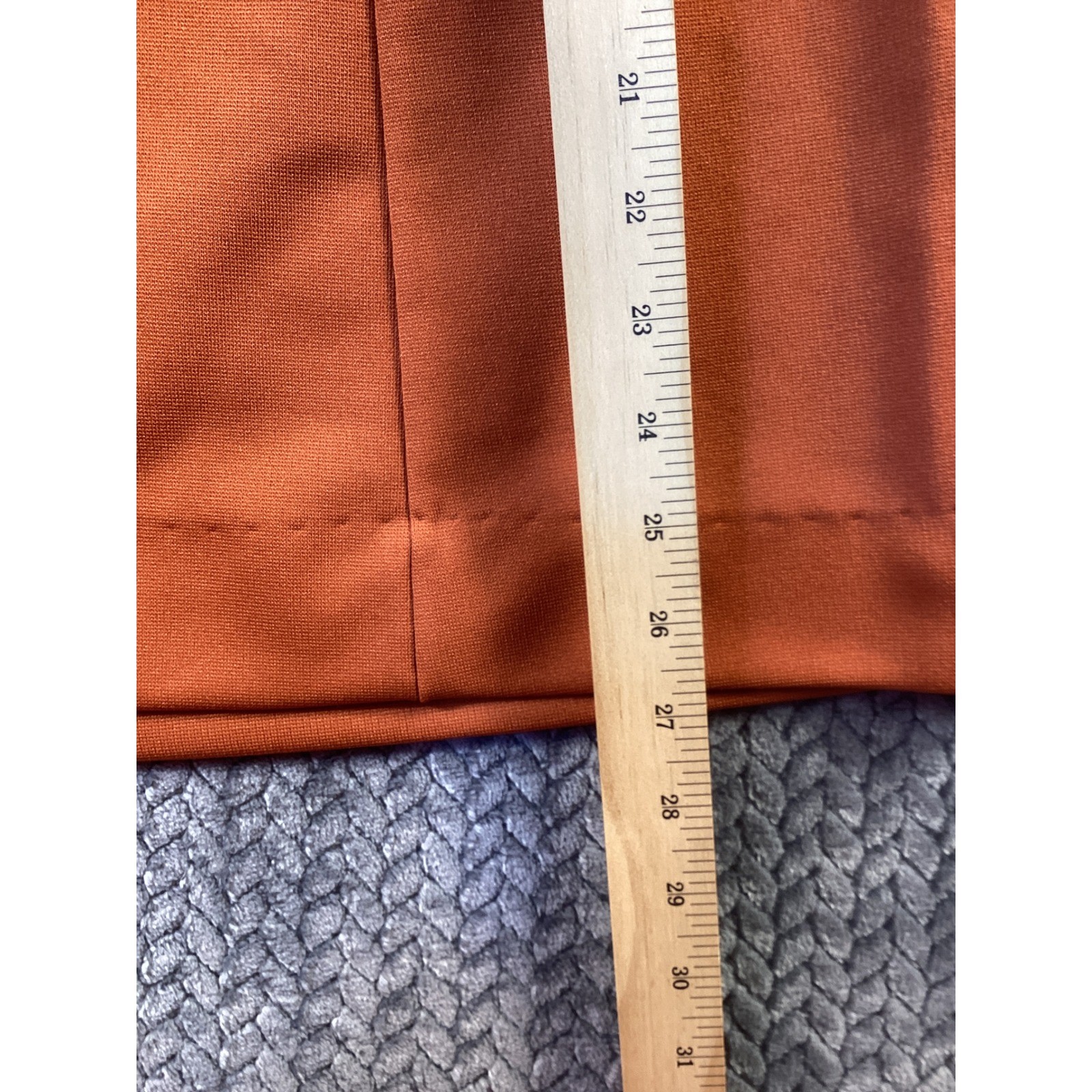 Vintage Sears Burnt Orange Double Knit A-Line Midi Skirt Elastic Waist 16