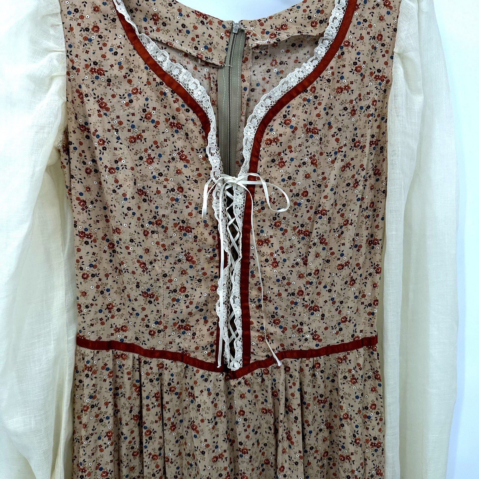 vintage 70s FLORAL MAXI DRESS cottagecore SMALL prairie storybook romantic