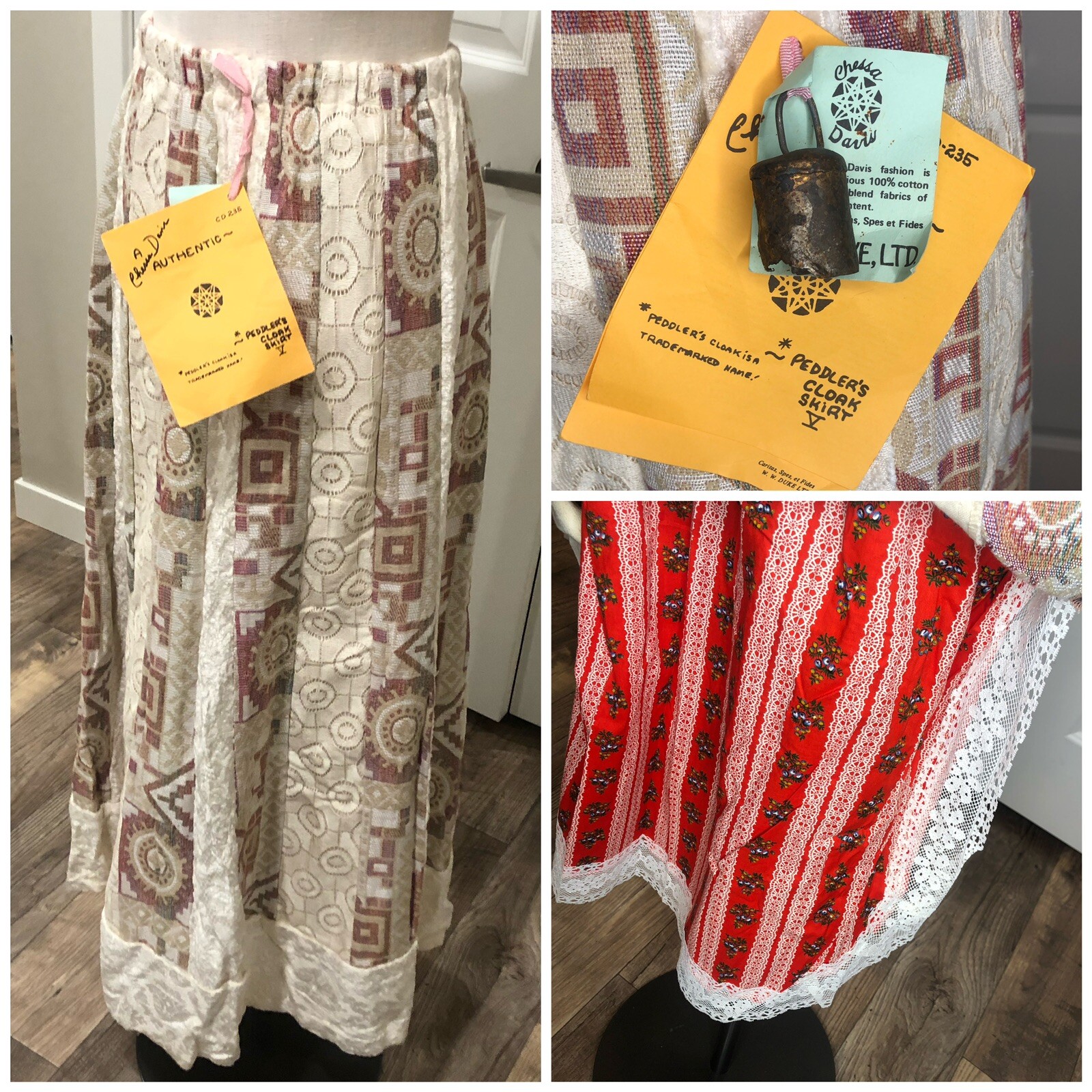Vintage NOS 70s Chessa Davis Peddler’s Cloak Skirt Cottagecore Maxi Sash NWT